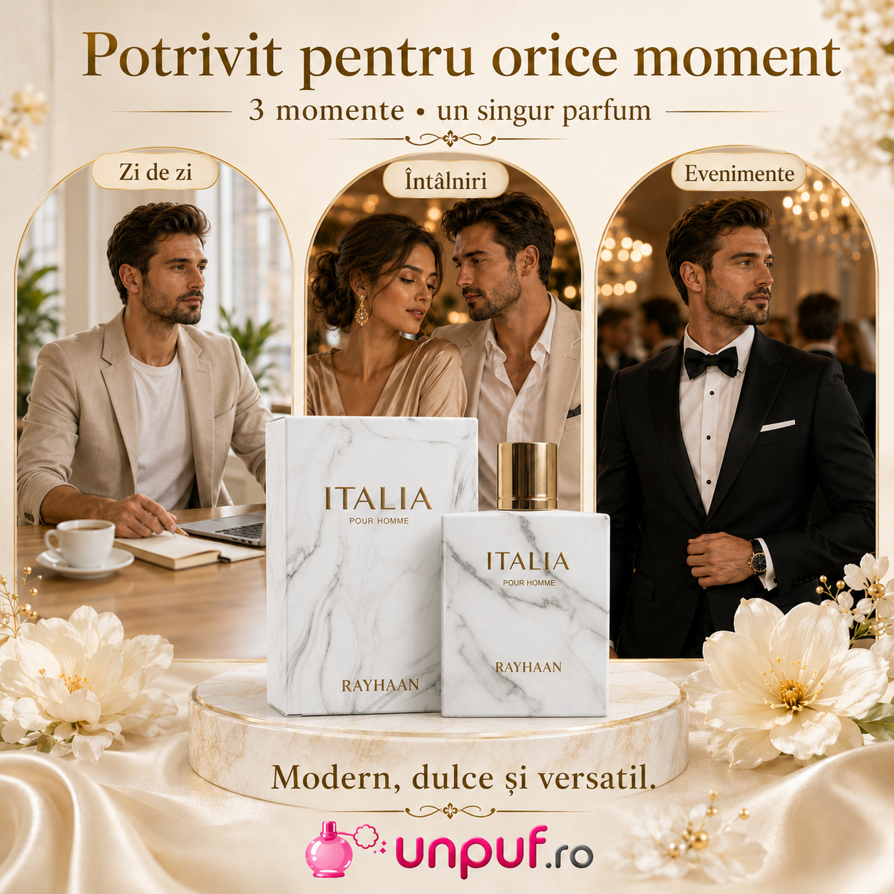 Parfum Arăbesc Rayhaan Italia Pour Homme potrivit pentru zi de zi, &icirc;nt&acirc;lniri și evenimente speciale